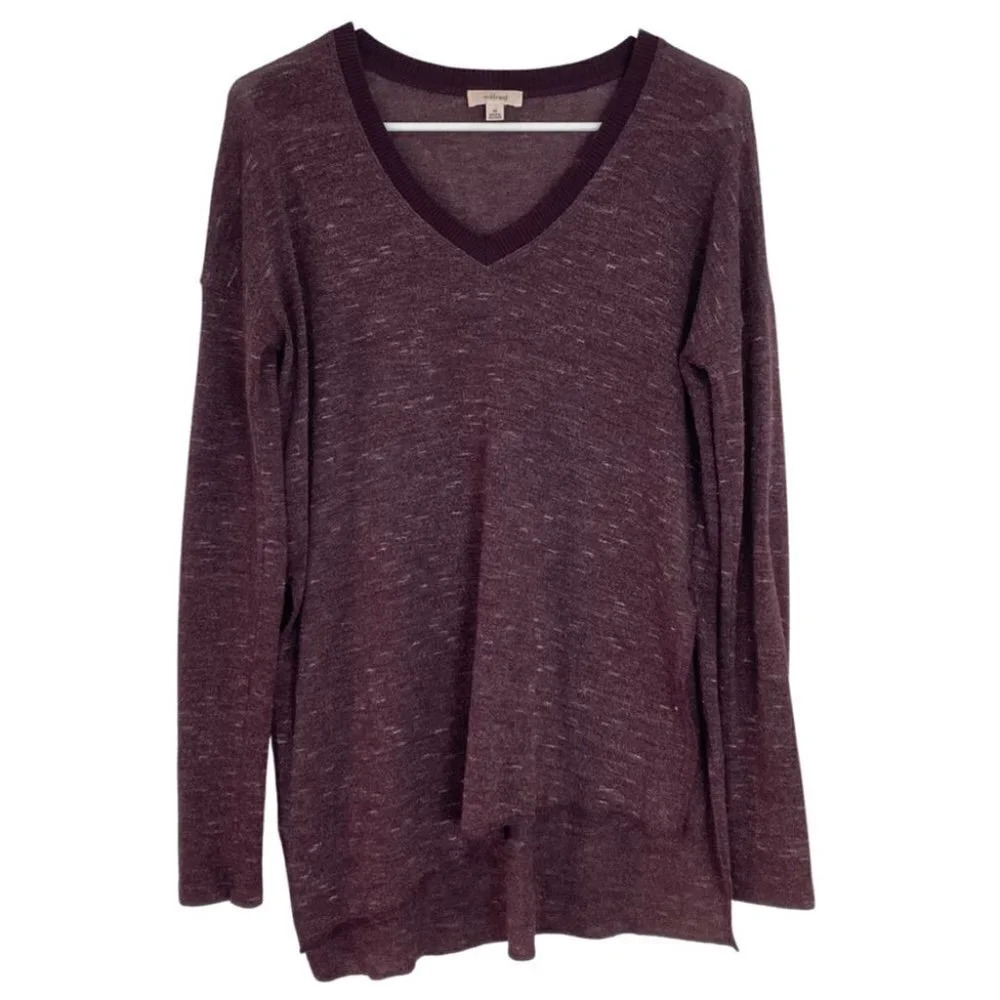 Aritzia Sweater Womens Size XS Oversized Shirt Wilfred Sherbrooke Burgundy Vneck